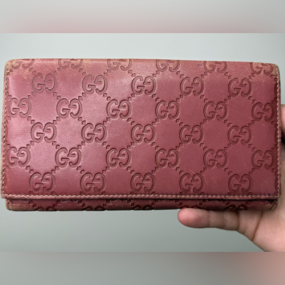 GUCCI Guccissima Bifold Long Wallet Peonia Flower Preowned